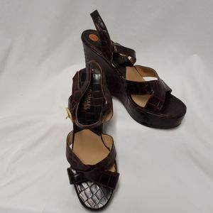 Michael Kors brown wedge open toe sandals